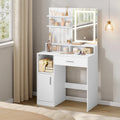LED Vanity Dressing Table with Adjustable Mirror & 3-Shelf Storage Cabinet