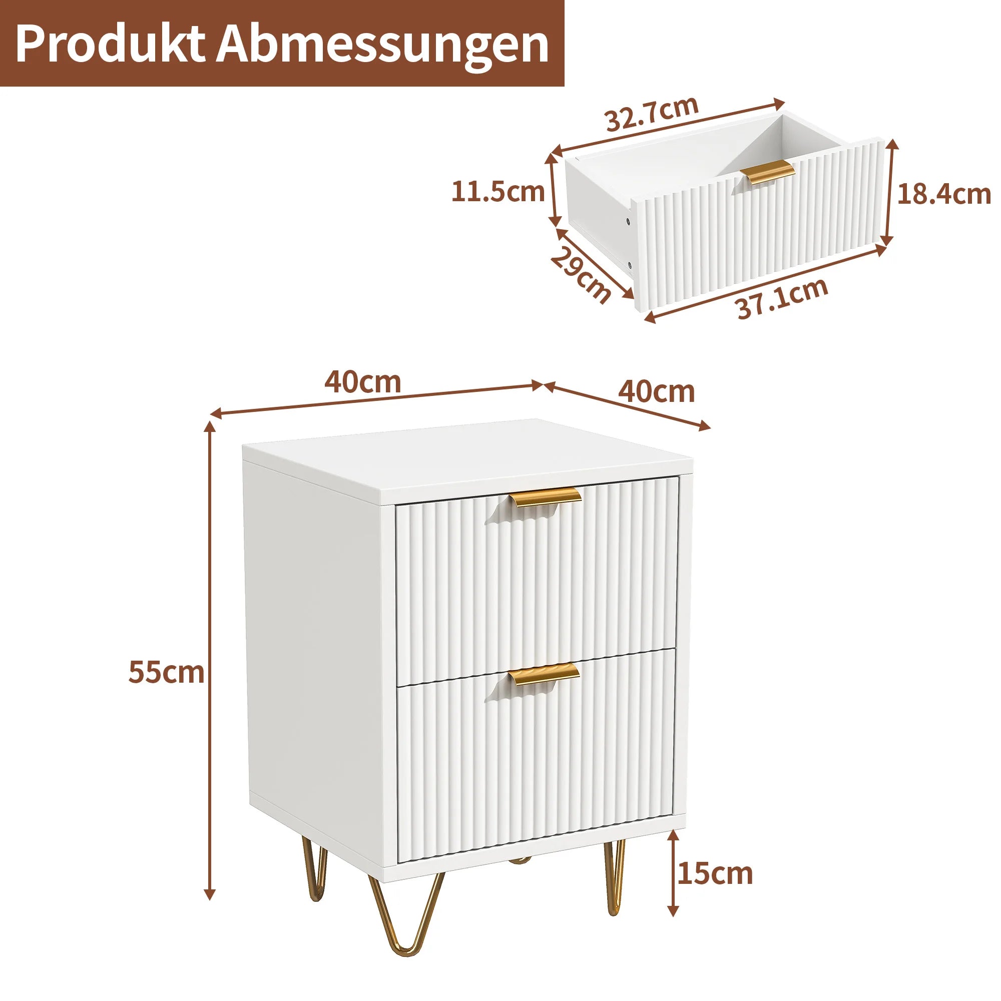 Boho Wood Bedside Table – Set of 2 with Drawers for Bedroom & Living Room