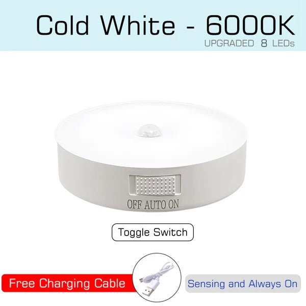 Motion Sensor Night Light – USB Rechargeable LED Lamp for Kitchen, Bedroom & Hallway