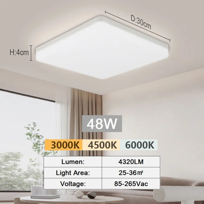 Modern LED Ceiling Lamp 18-48W Flush Mount 3000K-6000K Daylight Home Lighting for Bedroom Living Room Kitchen Hallway