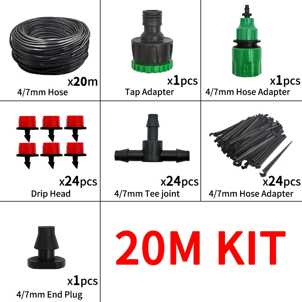 Portable Micro Drip Irrigation Kit – 20M Automatic Watering System with Adjustable Drippers