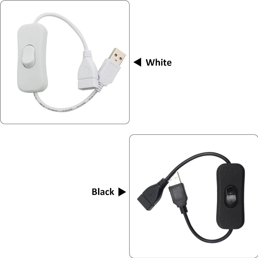 USB Extension Cable with On/Off Switch – Male to Female Power Cord for LED Strip Lights & Lamps