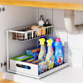 Under-Sink Sliding Storage Rack – Double Layer Bathroom & Kitchen Organizer