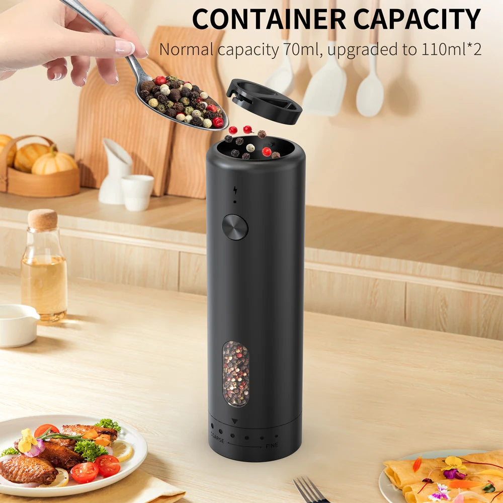 Electric Pepper & Salt Grinder – USB Rechargeable, Adjustable Coarseness