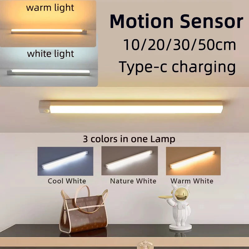 USB-C Rechargeable Motion Sensor Night Light – Wireless LED Lamp for Kitchen, Cabinet & Staircase
