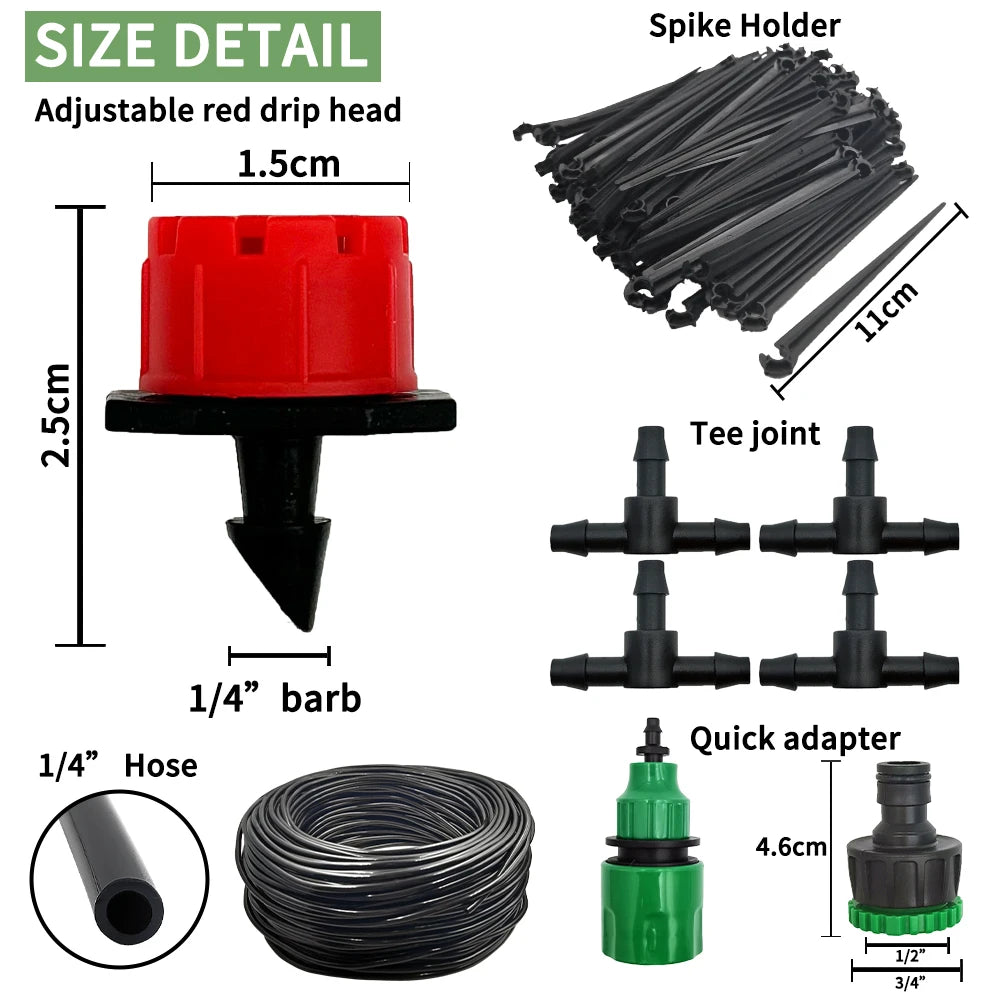 Portable Micro Drip Irrigation Kit – 20M Automatic Watering System with Adjustable Drippers