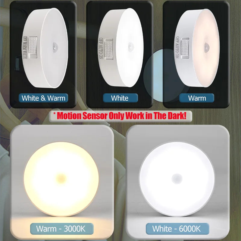 Motion Sensor Night Light – USB Rechargeable LED Lamp for Kitchen, Bedroom & Hallway