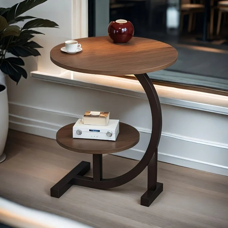 Expandable Double Layer Coffee Table – Modern Wood Top with Storage Shelf