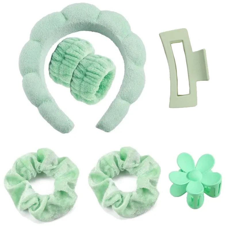 Microfiber Spa Headbands – 7-Pack Puffy Scrunchie Headbands for Washing Face & Skincare