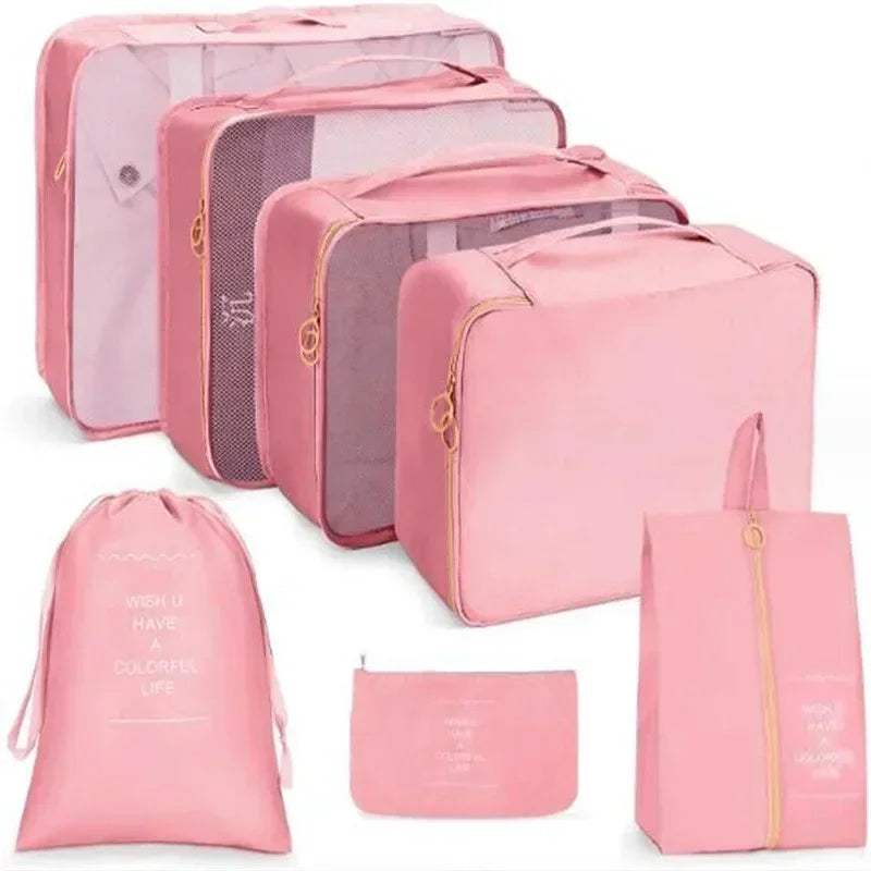 7-Piece Travel Packing Organizer Set – Suitcase Storage Bags for Clothes & Shoes
