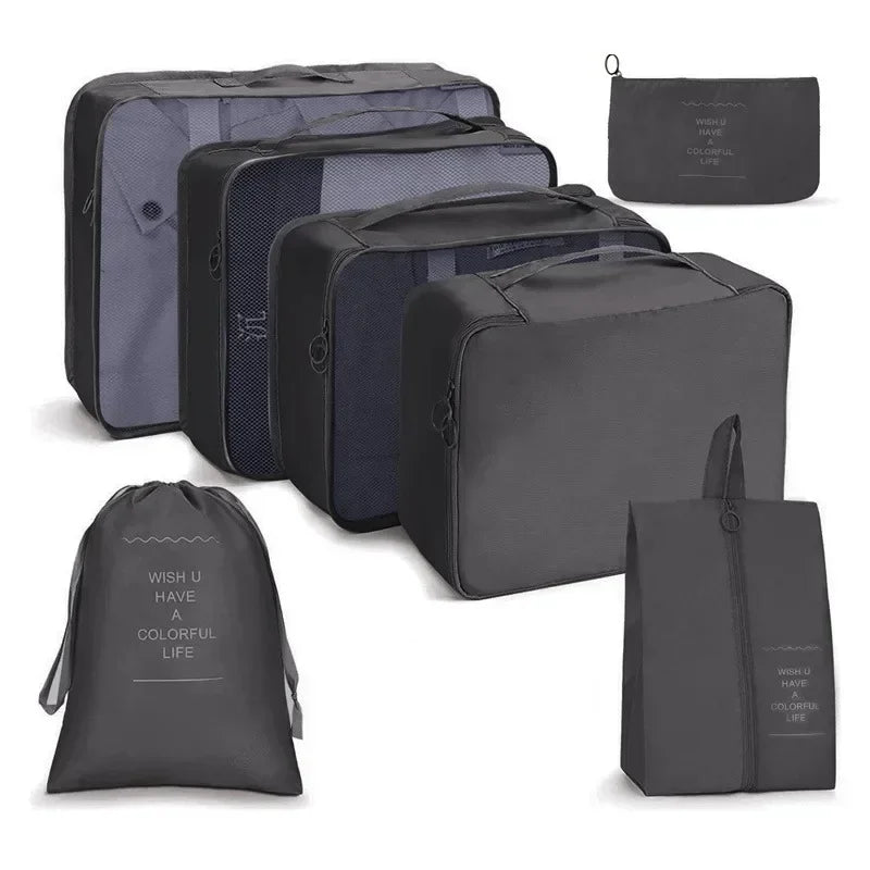 7-Piece Travel Packing Organizer Set – Suitcase Storage Bags for Clothes & Shoes