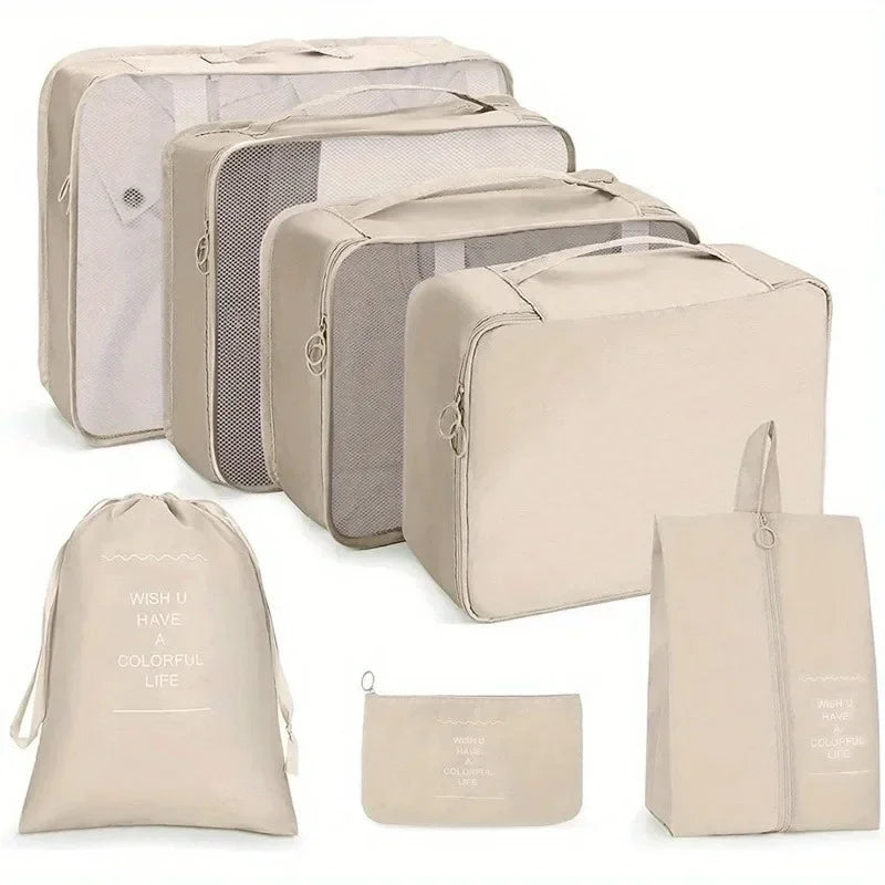 7-Piece Travel Packing Organizer Set – Suitcase Storage Bags for Clothes & Shoes
