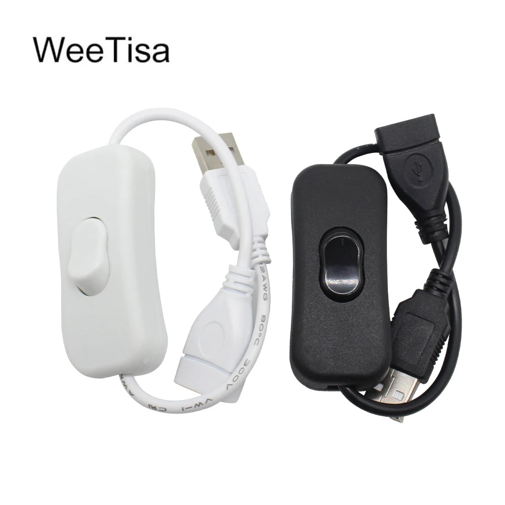 USB Extension Cable with On/Off Switch – Male to Female Power Cord for LED Strip Lights & Lamps