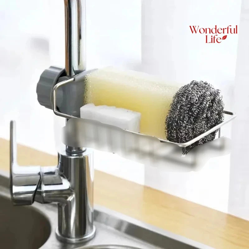 Stainless Steel Sink Drain Rack – Faucet Holder, Soap Drainer & Towel Shelf for Kitchen