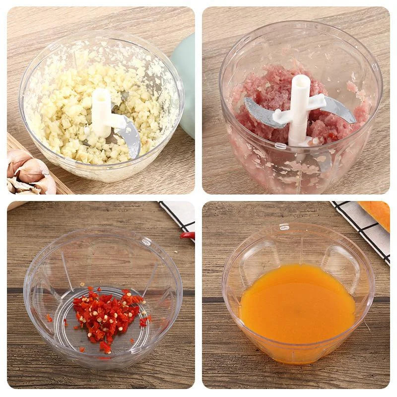 Manual Garlic Chopper & Vegetable Mincer – One-Press Rotate Crusher
