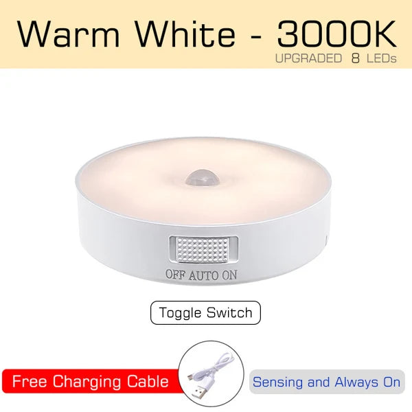Motion Sensor Night Light – USB Rechargeable LED Lamp for Kitchen, Bedroom & Hallway