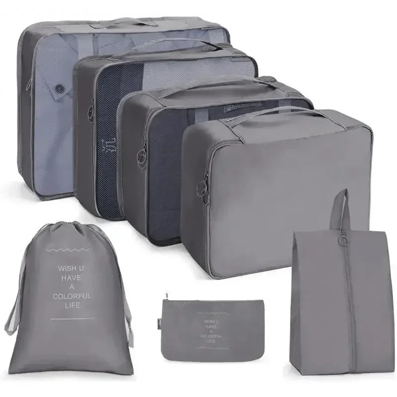 7-Piece Travel Packing Organizer Set – Suitcase Storage Bags for Clothes & Shoes