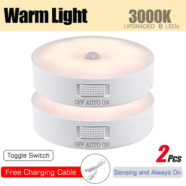 Motion Sensor Night Light – USB Rechargeable LED Lamp for Kitchen, Bedroom & Hallway