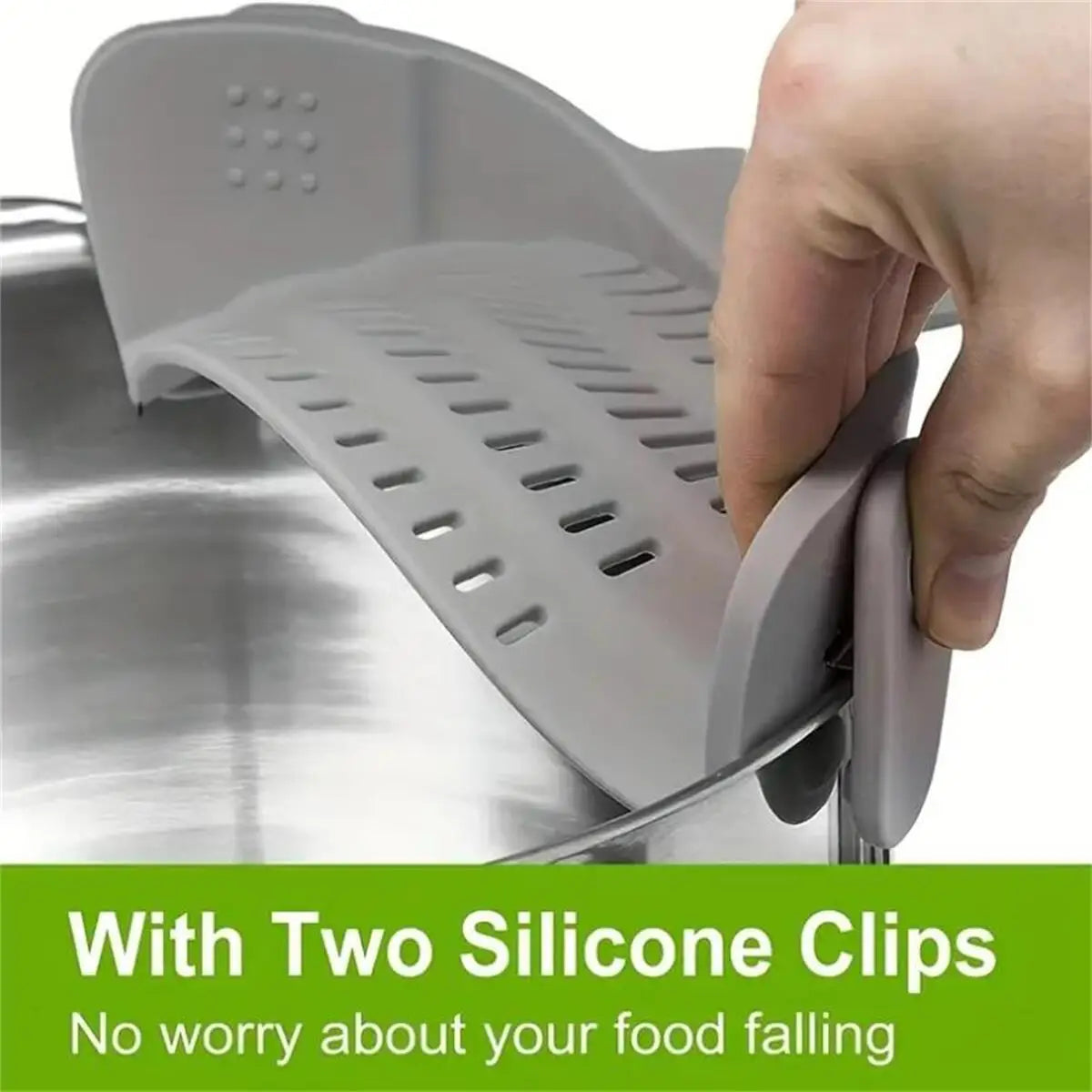 Adjustable Clip-On Pot Strainer – Universal Pasta & Vegetable Strainer for Pots, Pans & Bowls