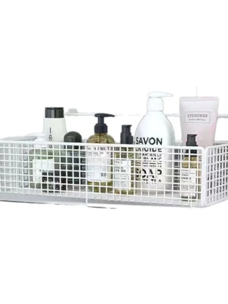 Punch-Free Multifunctional Bathroom Shelf – Waterproof Wall-Mounted Toiletries Organizer
