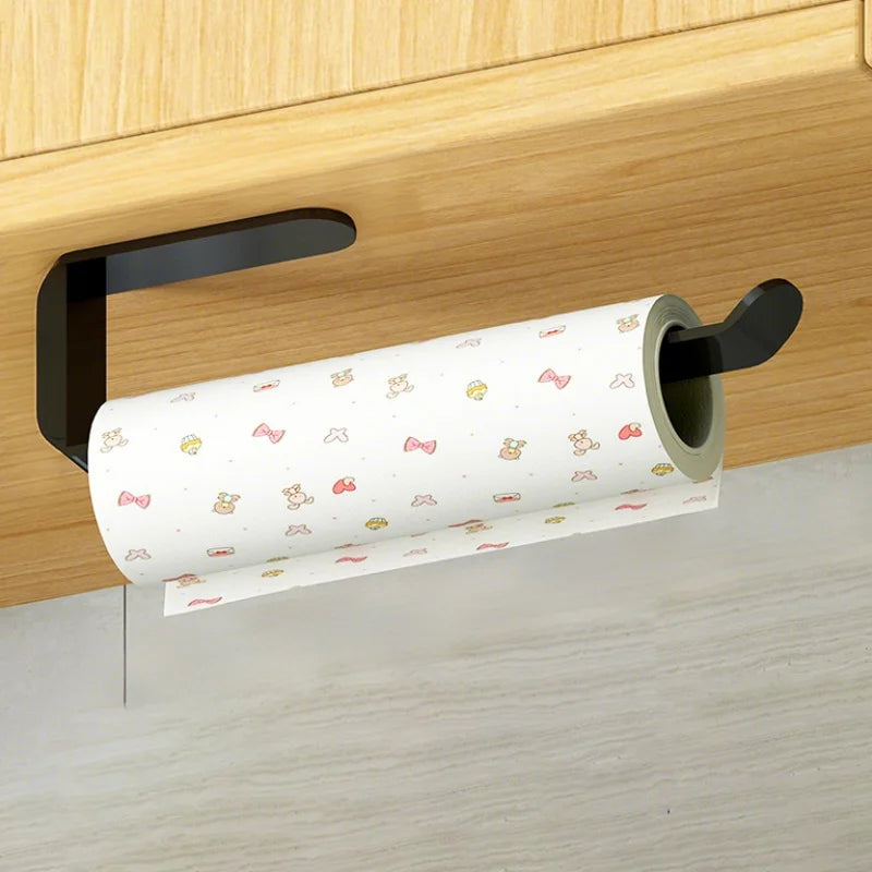 Self-Adhesive Wall-Mounted Tissue Holder – No-Drill Dual Toilet Paper & Hand Towel Organizer
