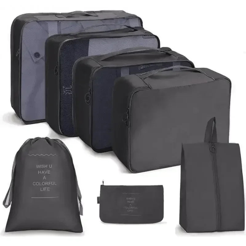7-Piece Travel Packing Organizer Set – Suitcase Storage Bags for Clothes & Shoes