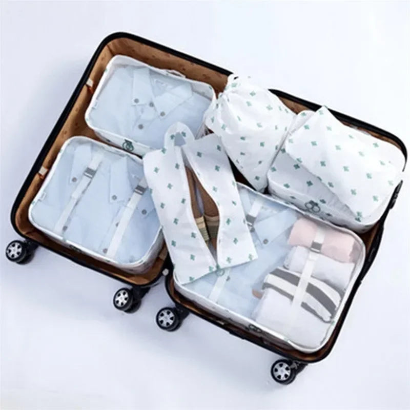 7-Piece Travel Packing Organizer Set – Suitcase Storage Bags for Clothes & Shoes