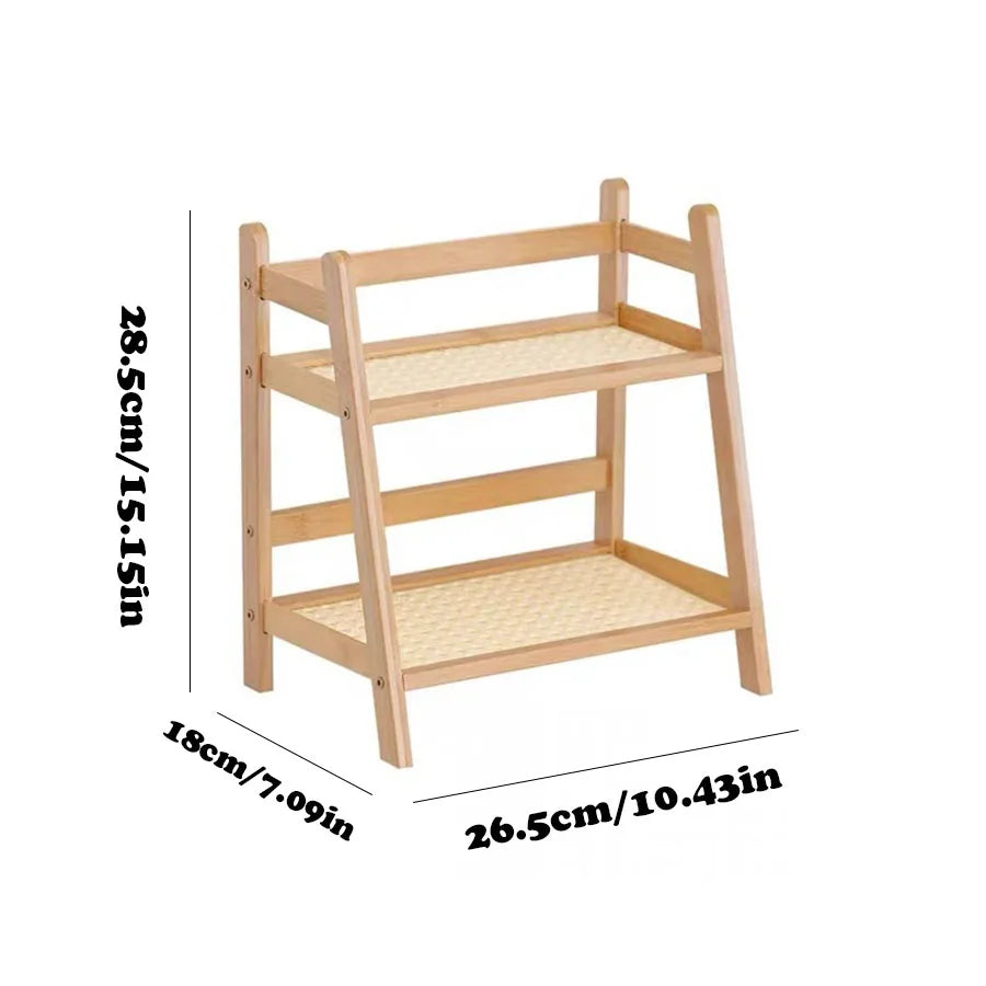 Bamboo Countertop Organizer – 2-Tier Coffee Cup & Kitchen Storage Shelf