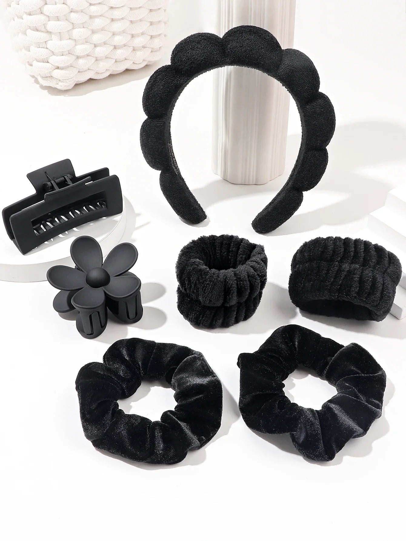 Microfiber Spa Headbands – 7-Pack Puffy Scrunchie Headbands for Washing Face & Skincare