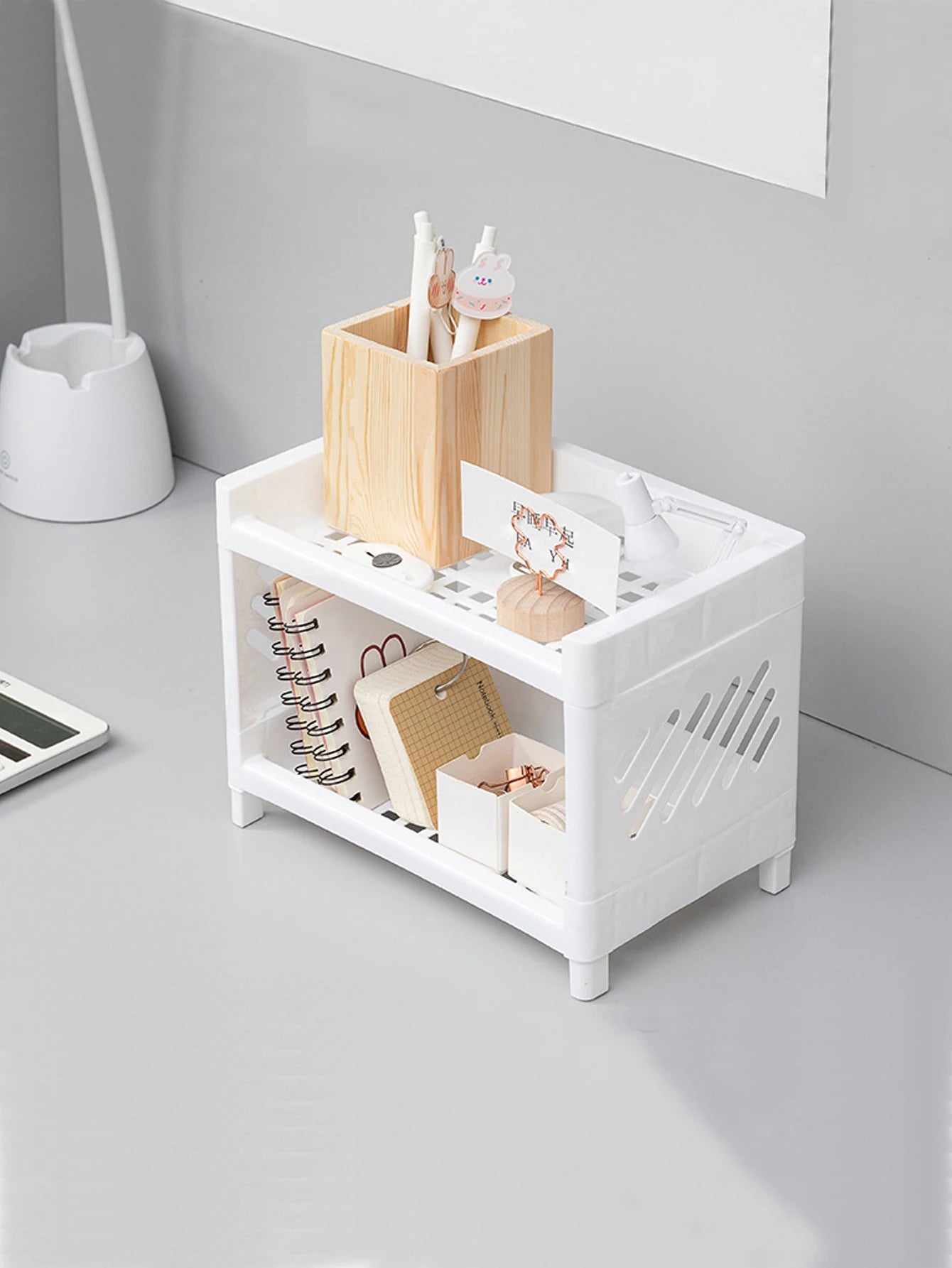 Double-Layer Desktop Organizer – Desk Storage Rack for Office & Cosmetics