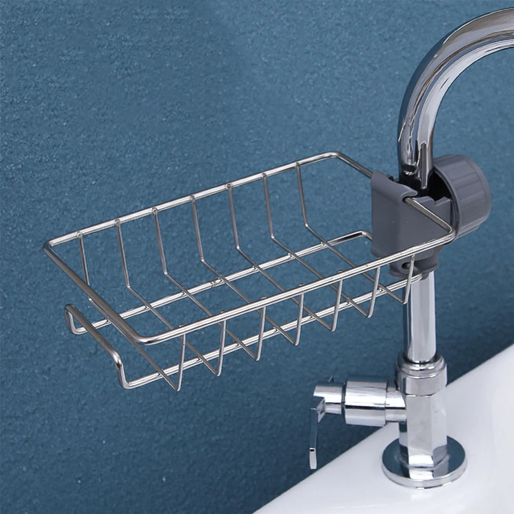 Flexible Kitchen Sink Drain Rack – Sponge Holder, Faucet Organizer & Soap Drainer Shelf