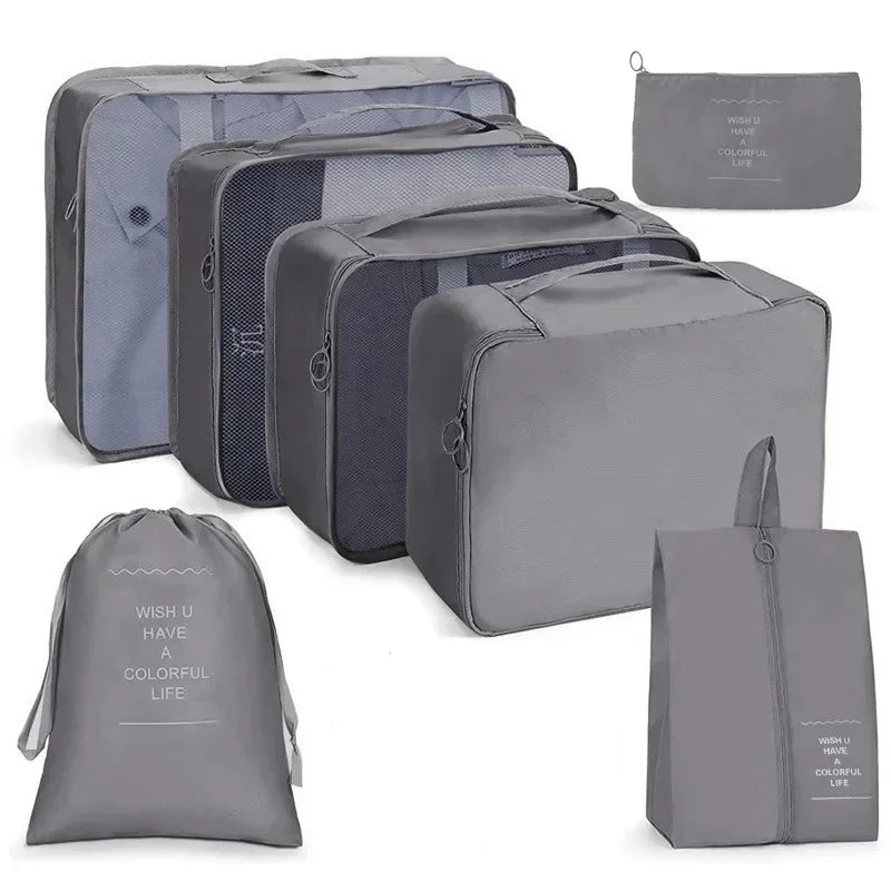 7-Piece Travel Packing Organizer Set – Suitcase Storage Bags for Clothes & Shoes