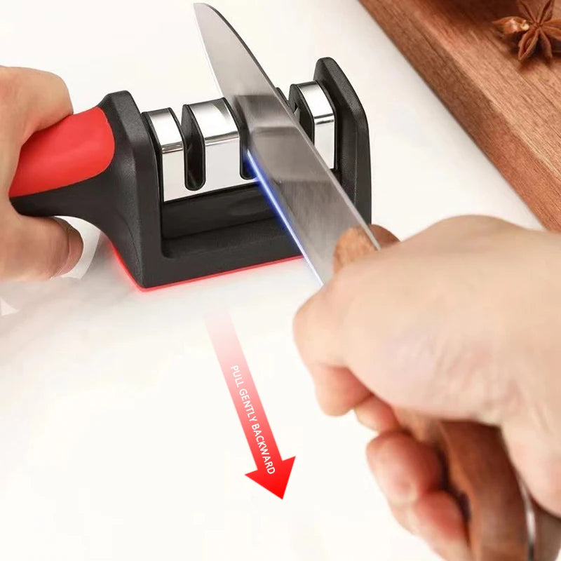 3-Stage Knife Sharpener – Handheld Multi-Purpose Kitchen Sharpening Tool