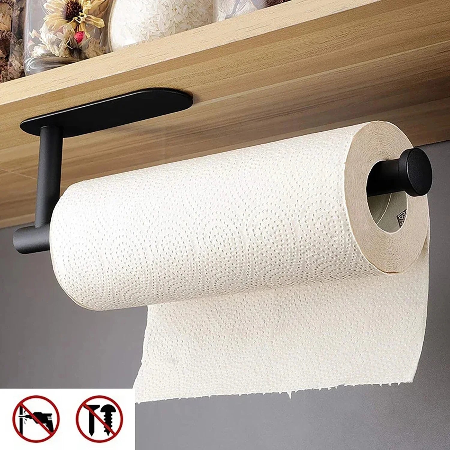 Adhesive Paper Towel Holder – No-Drill Wall-Mounted Tissue & Napkin Rack for Kitchen & Bathroom