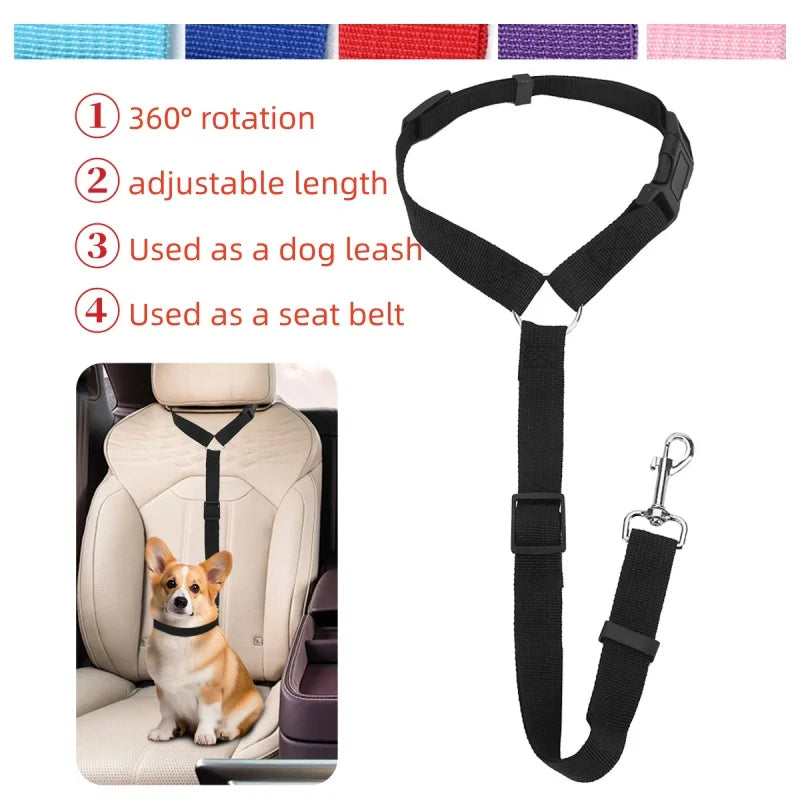 Adjustable Pet Car Seat Belt – Dog Safety Harness Restraint for All Vehicles