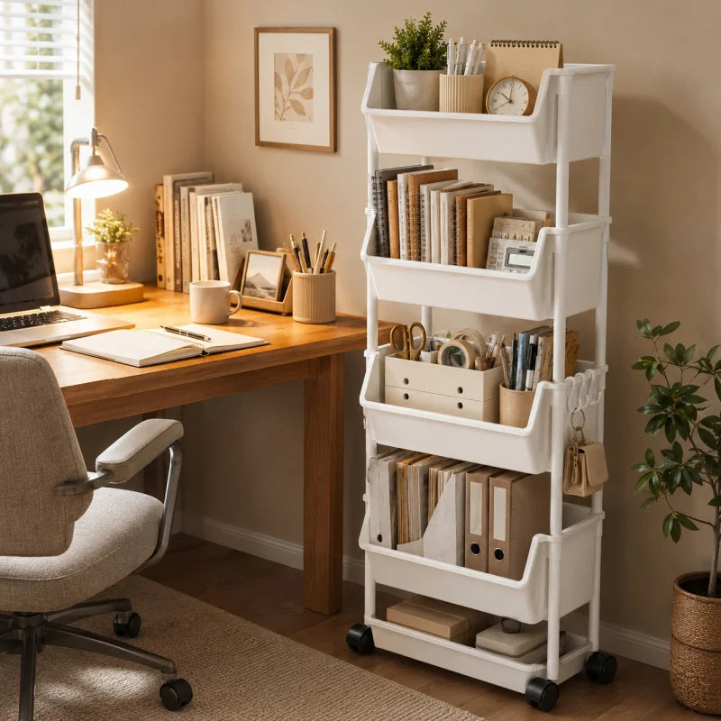 Multi-Layer Mobile Storage Trolley – Rolling Shelf for Kitchen, Living Room & Bedroom