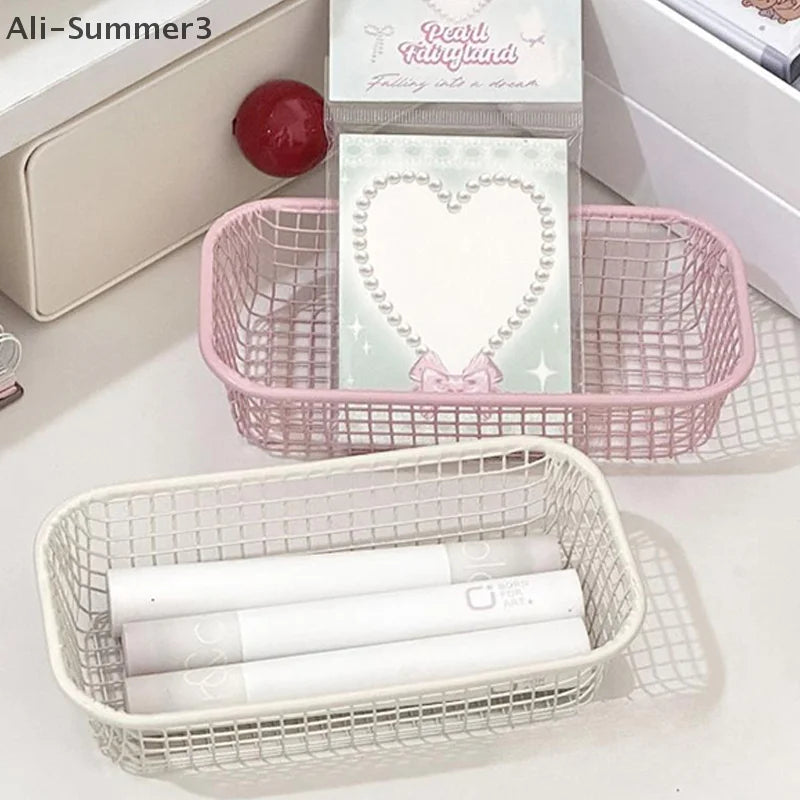 Metal Desktop Organizer Basket – Stylish Storage for Office, Home & Vanity