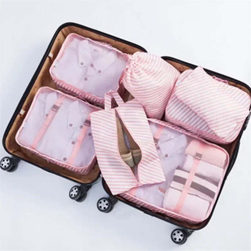 7-Piece Travel Packing Organizer Set – Suitcase Storage Bags for Clothes & Shoes