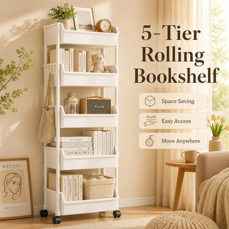 Multi-Layer Mobile Storage Trolley – Rolling Shelf for Kitchen, Living Room & Bedroom