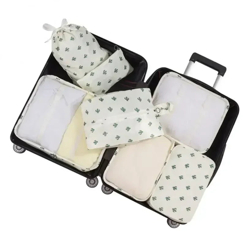 7-Piece Travel Packing Organizer Set – Suitcase Storage Bags for Clothes & Shoes