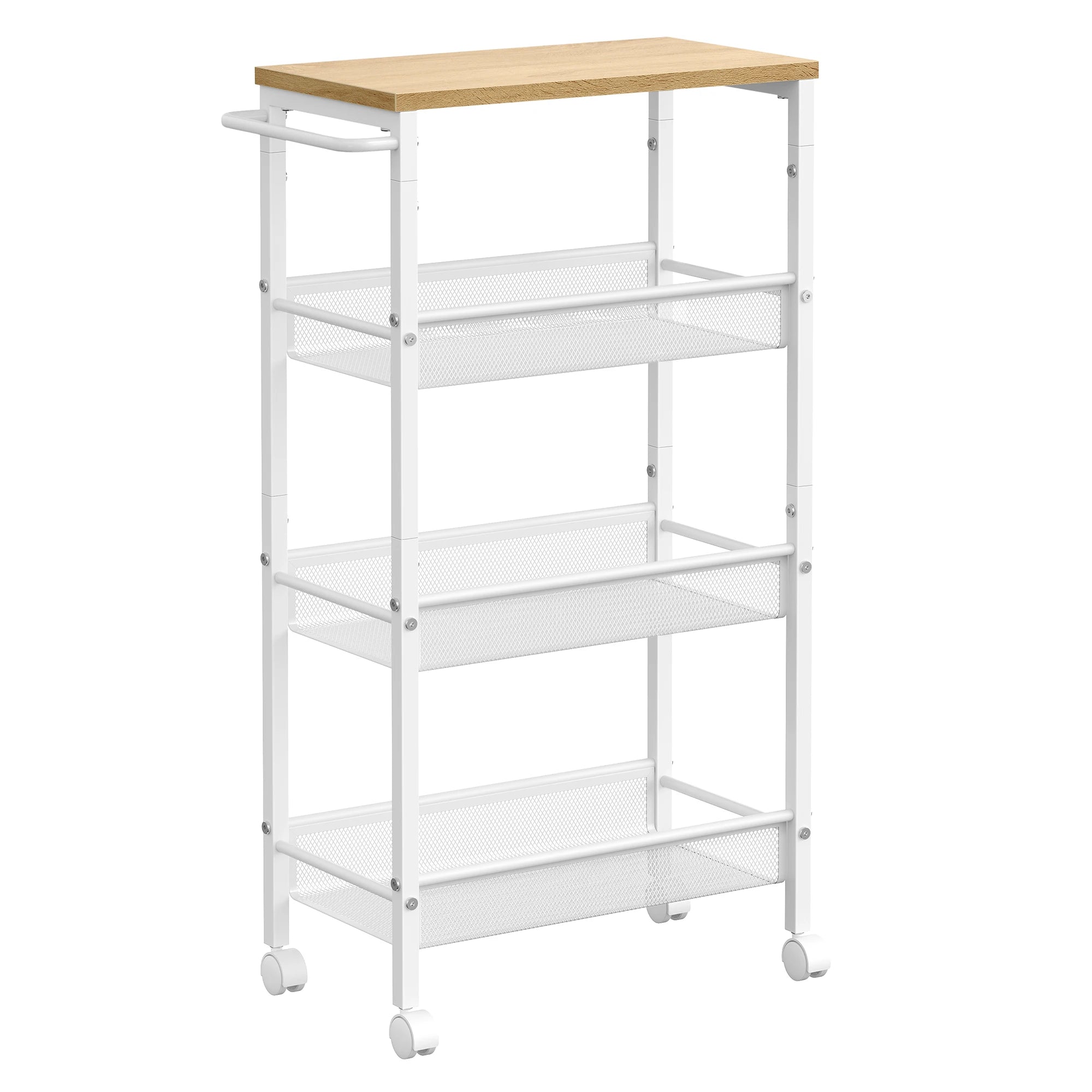 Narrow 4-Level Kitchen Rolling Cart – Steel Niche Shelf on Wheels, 22x45x77cm
