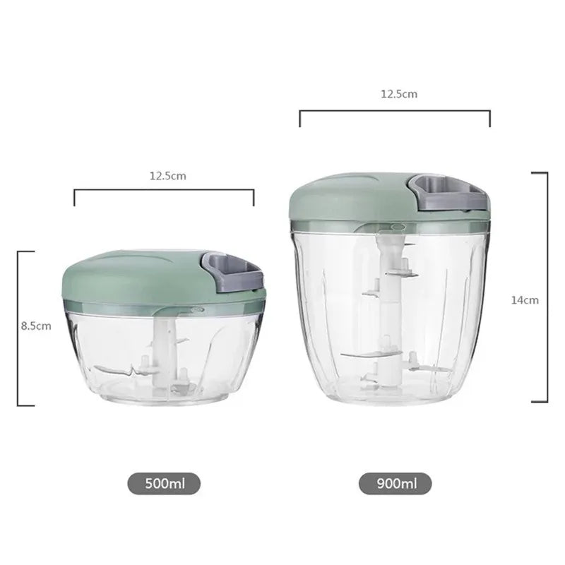 Manual Garlic Chopper & Vegetable Mincer – One-Press Rotate Crusher