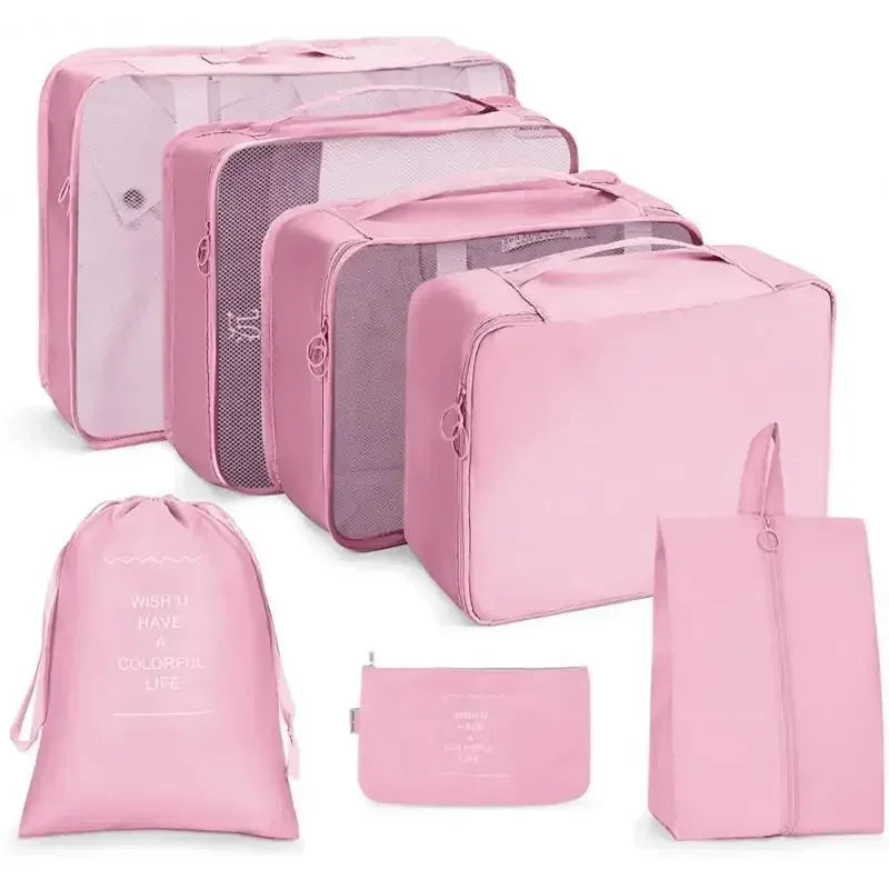 7-Piece Travel Packing Organizer Set – Suitcase Storage Bags for Clothes & Shoes