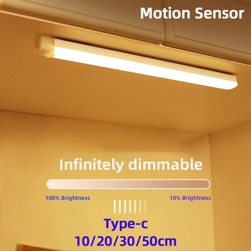 USB-C Rechargeable Motion Sensor Night Light – Wireless LED Lamp for Kitchen, Cabinet & Staircase