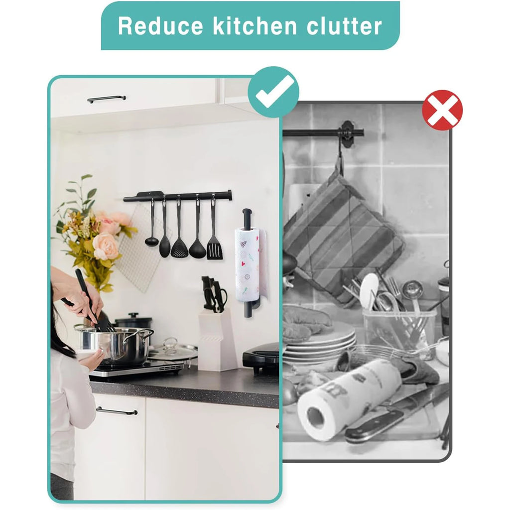 Adhesive Paper Towel Holder – No-Drill Wall-Mounted Tissue & Napkin Rack for Kitchen & Bathroom