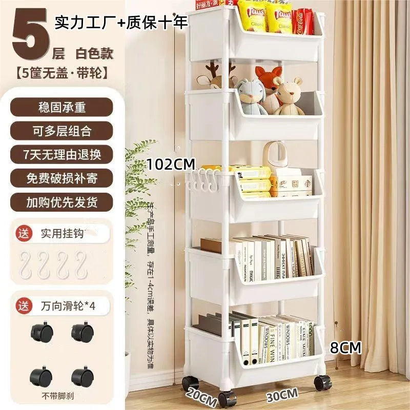 Multi-Layer Mobile Storage Trolley – Rolling Shelf for Kitchen, Living Room & Bedroom