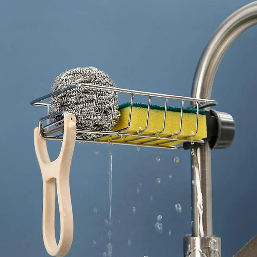 Flexible Kitchen Sink Drain Rack – Sponge Holder, Faucet Organizer & Soap Drainer Shelf