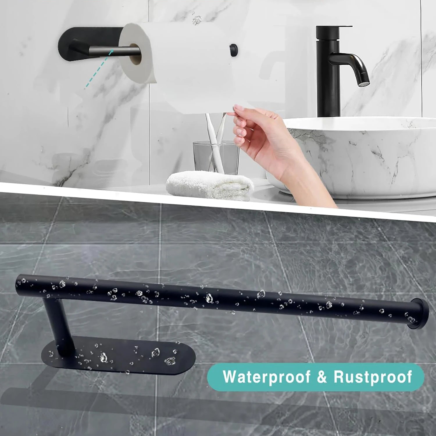 Adhesive Paper Towel Holder – No-Drill Wall-Mounted Tissue & Napkin Rack for Kitchen & Bathroom