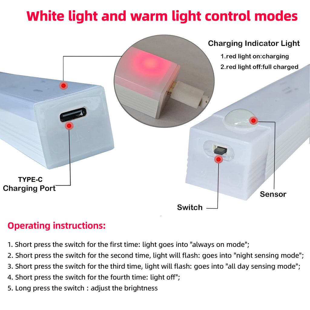 USB-C Rechargeable Motion Sensor Night Light – Wireless LED Lamp for Kitchen, Cabinet & Staircase