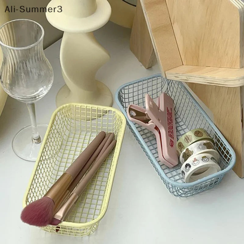 Metal Desktop Organizer Basket – Stylish Storage for Office, Home & Vanity